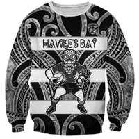 Hawke's Bay Custom Rugby New Zealand Sweatshirt Aotearoa Maori Pukana Tiki Mascot