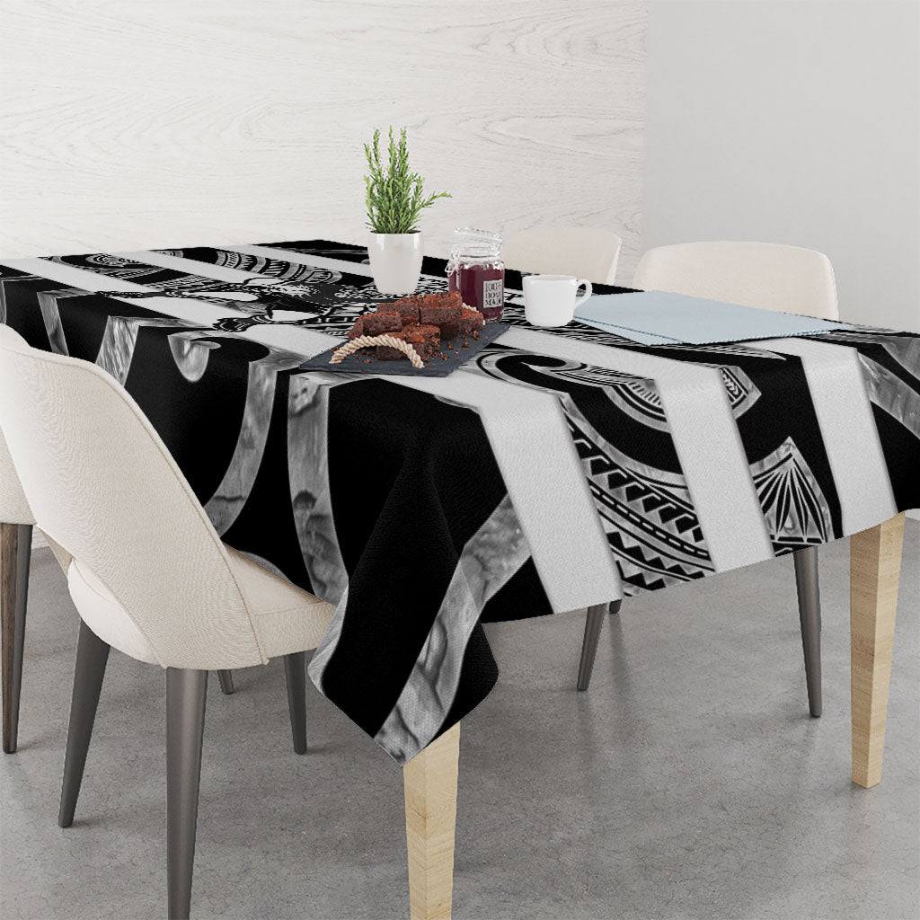 Hawke's Bay Custom Rugby New Zealand Tablecloth Aotearoa Maori Pukana Tiki Mascot