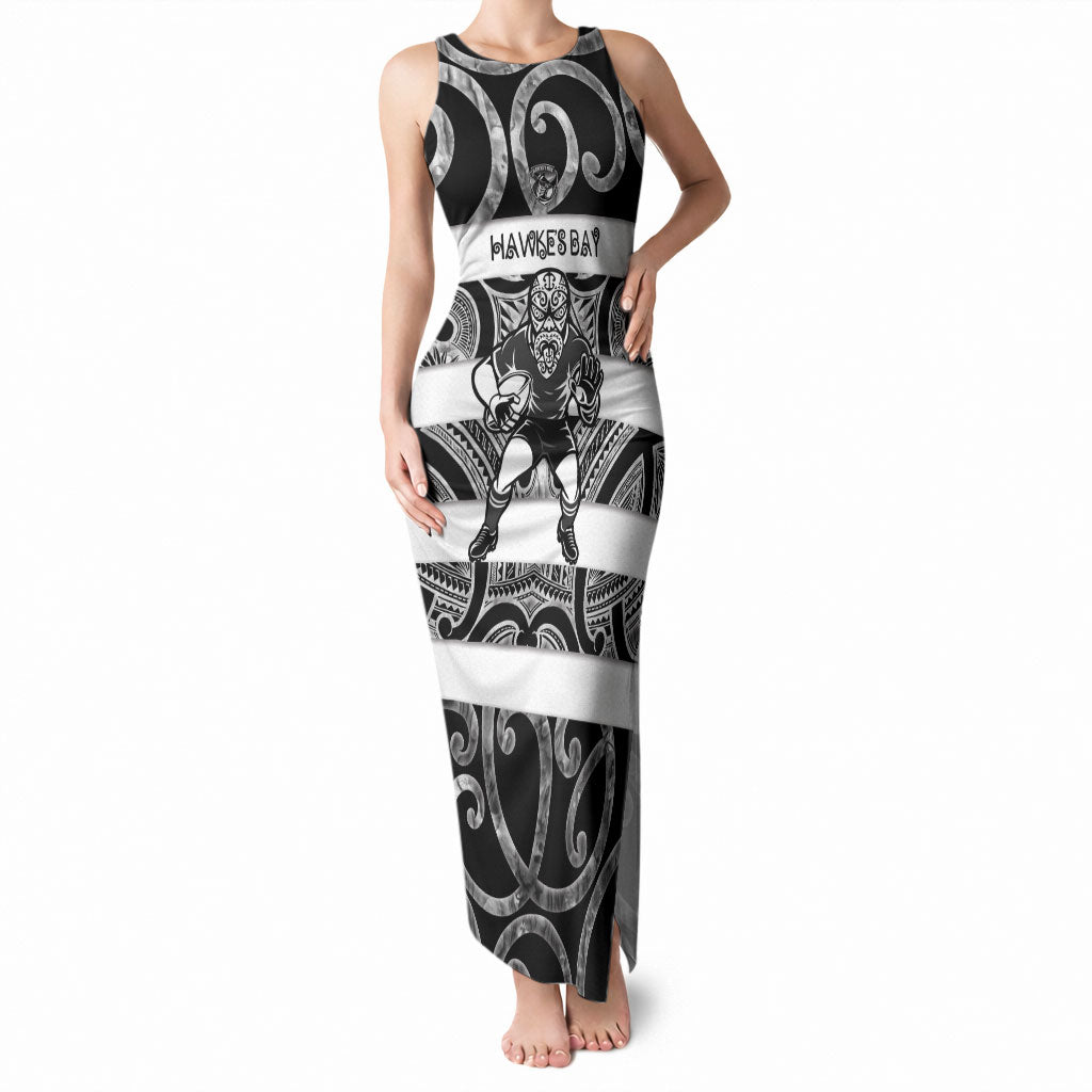 Hawke's Bay Custom Rugby New Zealand Tank Maxi Dress Aotearoa Maori Pukana Tiki Mascot