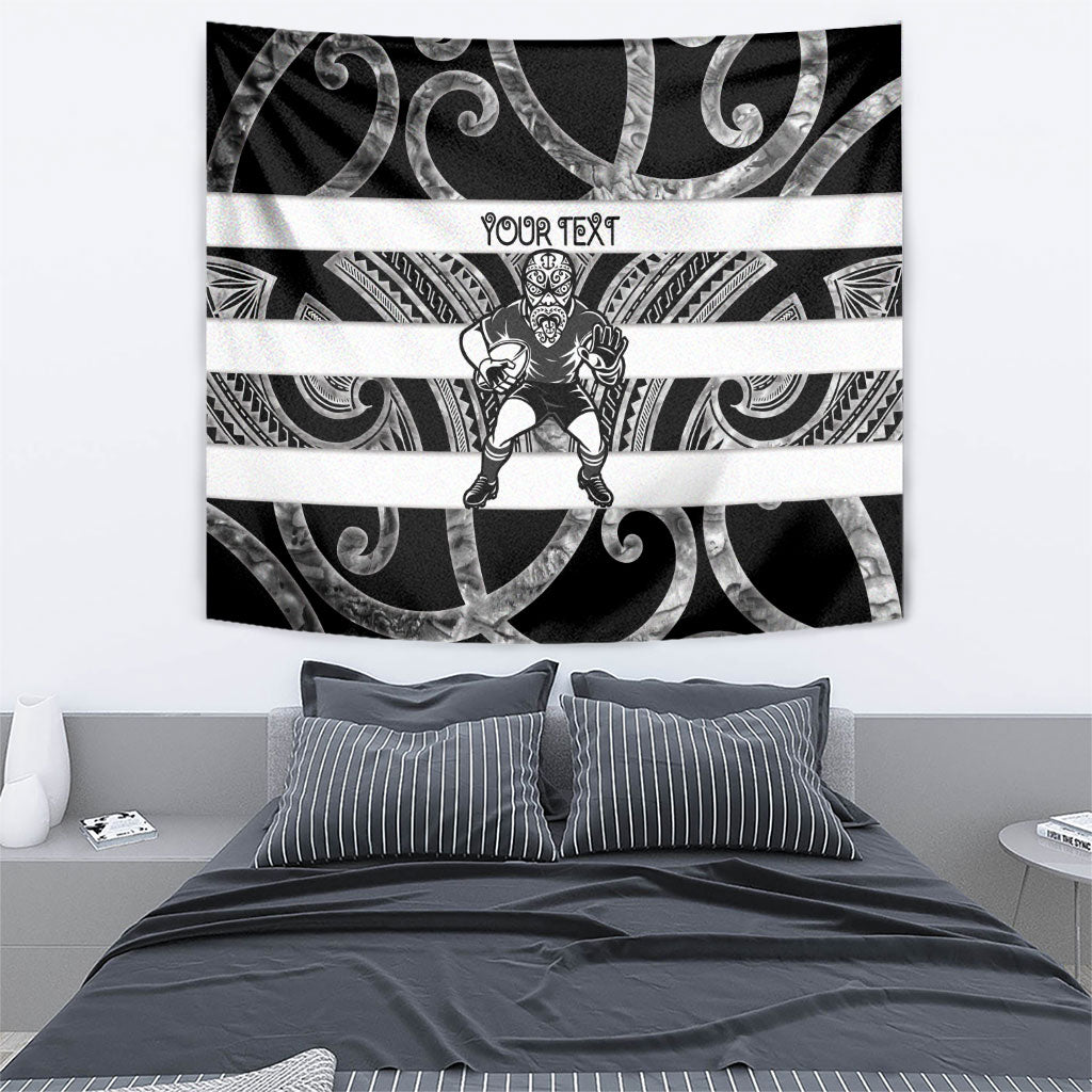Hawke's Bay Custom Rugby New Zealand Tapestry Aotearoa Maori Pukana Tiki Mascot