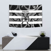 Hawke's Bay Custom Rugby New Zealand Tapestry Aotearoa Maori Pukana Tiki Mascot