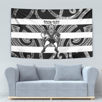 Hawke's Bay Custom Rugby New Zealand Tapestry Aotearoa Maori Pukana Tiki Mascot