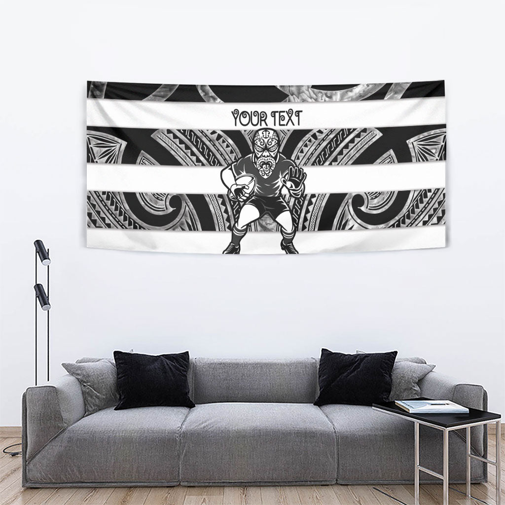 Hawke's Bay Custom Rugby New Zealand Tapestry Aotearoa Maori Pukana Tiki Mascot