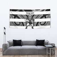Hawke's Bay Custom Rugby New Zealand Tapestry Aotearoa Maori Pukana Tiki Mascot