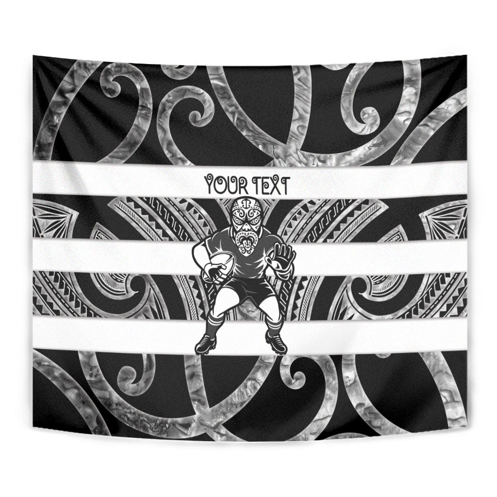 Hawke's Bay Custom Rugby New Zealand Tapestry Aotearoa Maori Pukana Tiki Mascot