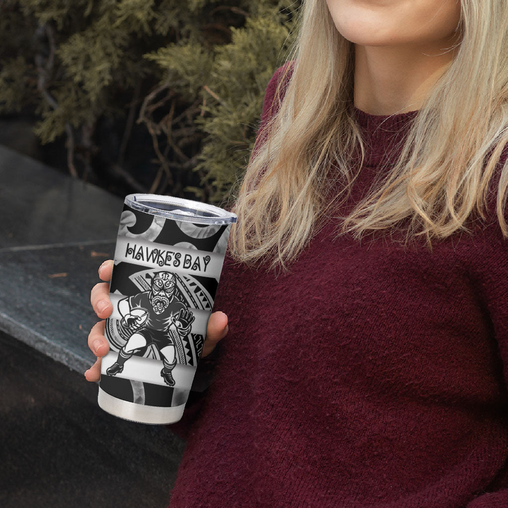 Hawke's Bay Custom Rugby New Zealand Tumbler Cup Aotearoa Maori Pukana Tiki Mascot