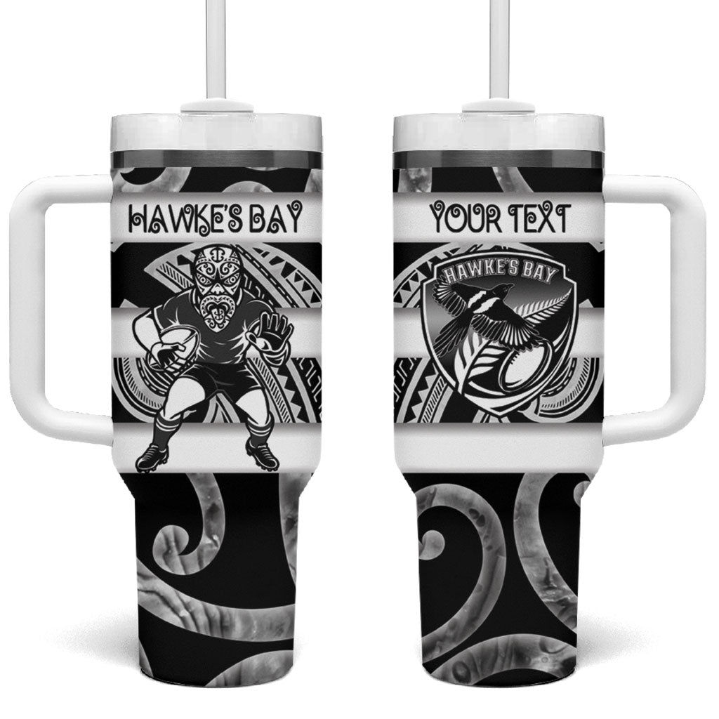 Hawke's Bay Custom Rugby New Zealand Tumbler With Handle Aotearoa Maori Pukana Tiki Mascot