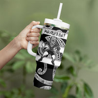 Hawke's Bay Custom Rugby New Zealand Tumbler With Handle Aotearoa Maori Pukana Tiki Mascot