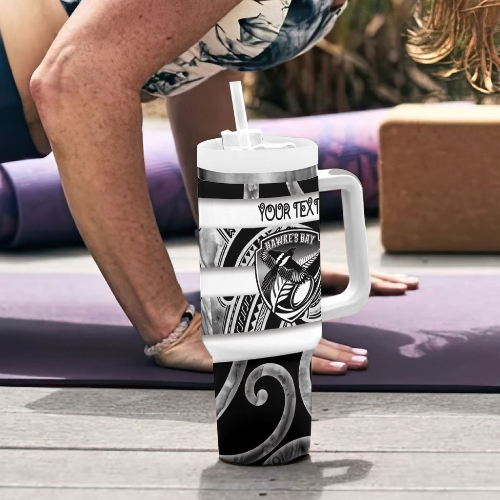 Hawke's Bay Custom Rugby New Zealand Tumbler With Handle Aotearoa Maori Pukana Tiki Mascot