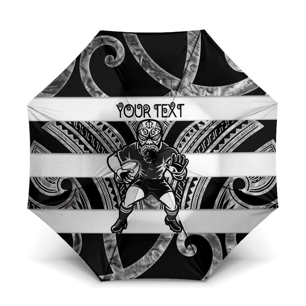 Hawke's Bay Custom Rugby New Zealand Umbrella Aotearoa Maori Pukana Tiki Mascot