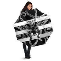 Hawke's Bay Custom Rugby New Zealand Umbrella Aotearoa Maori Pukana Tiki Mascot