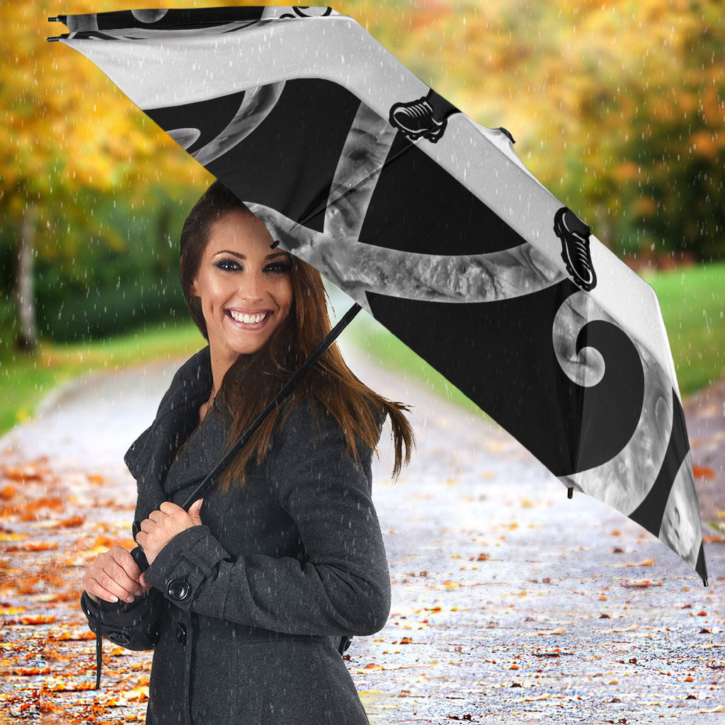 Hawke's Bay Custom Rugby New Zealand Umbrella Aotearoa Maori Pukana Tiki Mascot