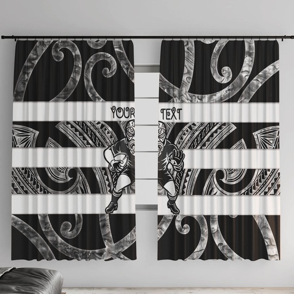 Hawke's Bay Custom Rugby New Zealand Window Curtain Aotearoa Maori Pukana Tiki Mascot