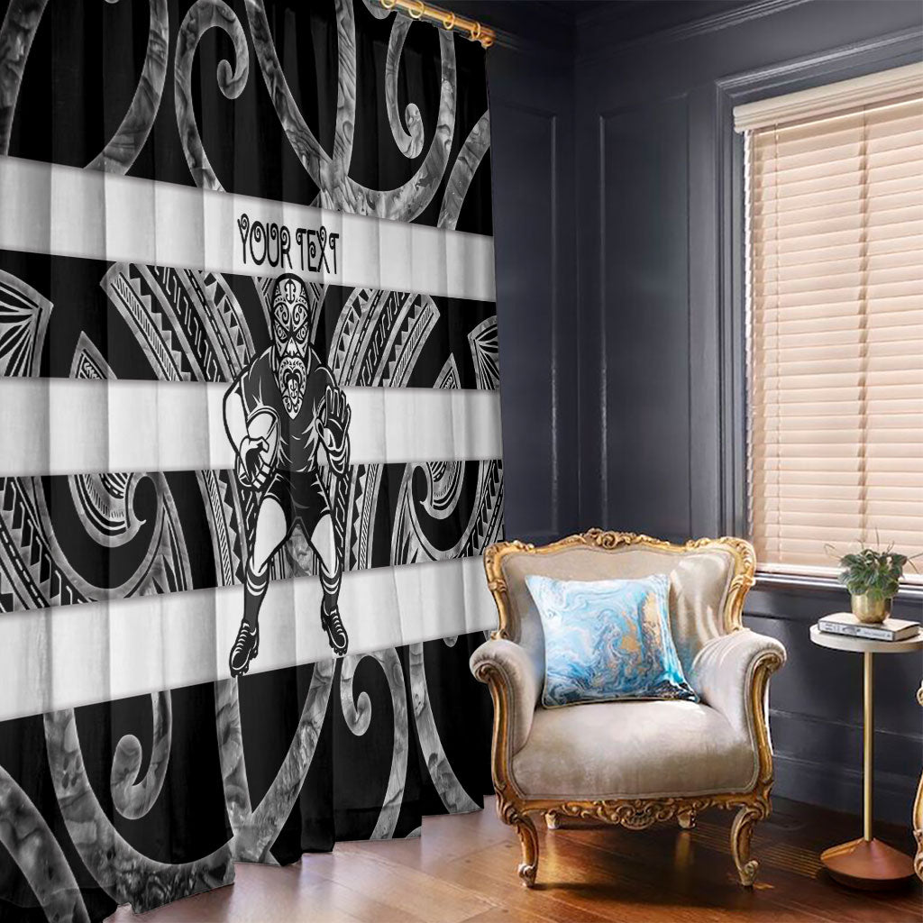 Hawke's Bay Custom Rugby New Zealand Window Curtain Aotearoa Maori Pukana Tiki Mascot
