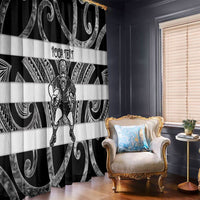 Hawke's Bay Custom Rugby New Zealand Window Curtain Aotearoa Maori Pukana Tiki Mascot