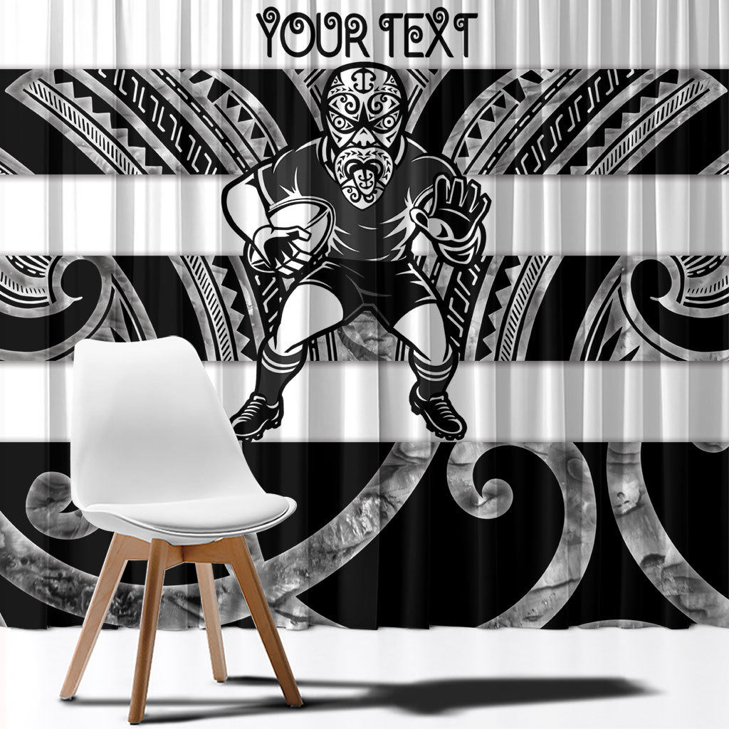 Hawke's Bay Custom Rugby New Zealand Window Curtain Aotearoa Maori Pukana Tiki Mascot