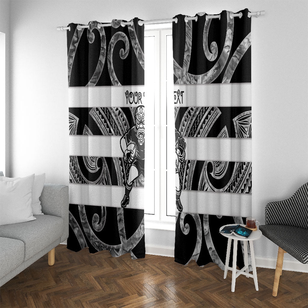 Hawke's Bay Custom Rugby New Zealand Window Curtain Aotearoa Maori Pukana Tiki Mascot