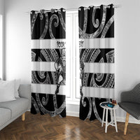 Hawke's Bay Custom Rugby New Zealand Window Curtain Aotearoa Maori Pukana Tiki Mascot