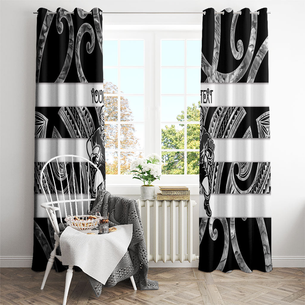 Hawke's Bay Custom Rugby New Zealand Window Curtain Aotearoa Maori Pukana Tiki Mascot