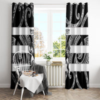 Hawke's Bay Custom Rugby New Zealand Window Curtain Aotearoa Maori Pukana Tiki Mascot