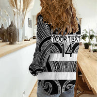 Hawke's Bay Custom Rugby New Zealand Women Casual Shirt Aotearoa Maori Pukana Tiki Mascot