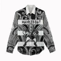 Hawke's Bay Custom Rugby New Zealand Women Casual Shirt Aotearoa Maori Pukana Tiki Mascot
