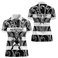 Hawke's Bay Custom Rugby New Zealand Women Polo Shirt Aotearoa Maori Pukana Tiki Mascot