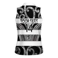 Hawke's Bay Custom Rugby New Zealand Women Sleeveless Polo Shirt Aotearoa Maori Pukana Tiki Mascot