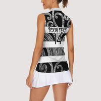 Hawke's Bay Custom Rugby New Zealand Women Sleeveless Polo Shirt Aotearoa Maori Pukana Tiki Mascot
