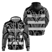 Hawke's Bay Custom Rugby New Zealand Zip Hoodie Aotearoa Maori Pukana Tiki Mascot