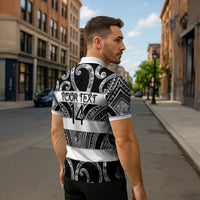 Hawke's Bay Custom Rugby New Zealand Zipper Polo Shirt Aotearoa Maori Pukana Tiki Mascot