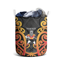 Waikato Custom Rugby New Zealand Laundry Basket Aotearoa Maori Pukana Tiki Mascot