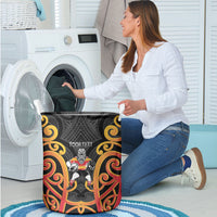 Waikato Custom Rugby New Zealand Laundry Basket Aotearoa Maori Pukana Tiki Mascot