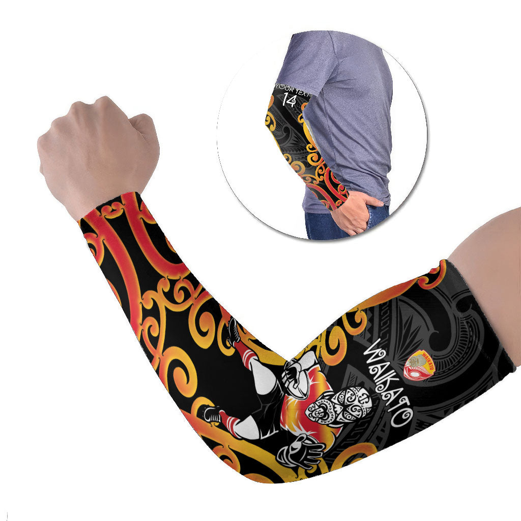 Waikato Custom Rugby New Zealand Arm Sleeves Aotearoa Maori Pukana Tiki Mascot
