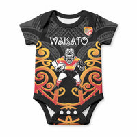 Waikato Custom Rugby New Zealand Baby Onesie Aotearoa Maori Pukana Tiki Mascot