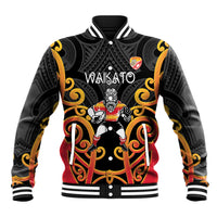 Waikato Custom Rugby New Zealand Baseball Jacket Aotearoa Maori Pukana Tiki Mascot