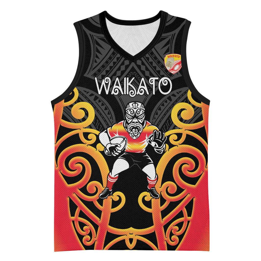 Waikato Custom Rugby New Zealand Basketball Jersey Aotearoa Maori Pukana Tiki Mascot