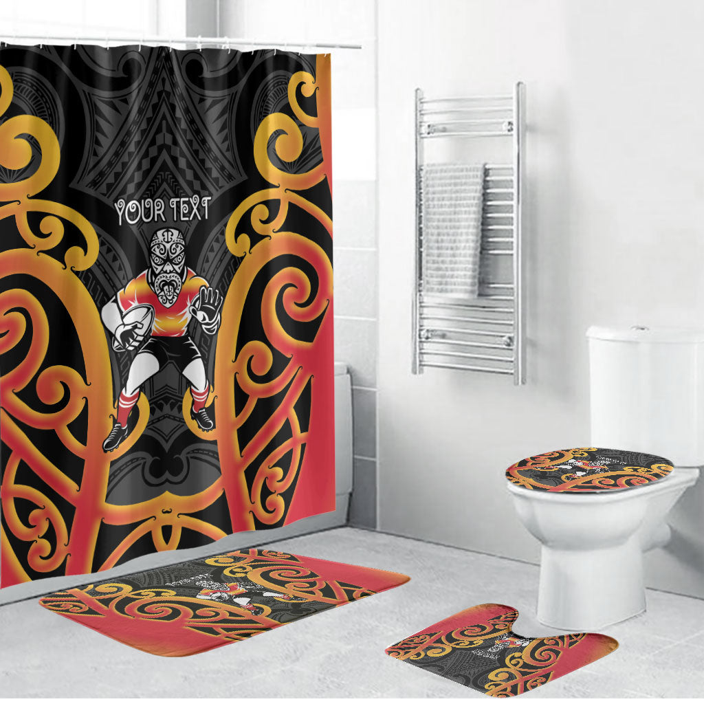 Waikato Custom Rugby New Zealand Bathroom Set Aotearoa Maori Pukana Tiki Mascot