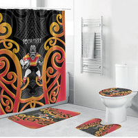 Waikato Custom Rugby New Zealand Bathroom Set Aotearoa Maori Pukana Tiki Mascot