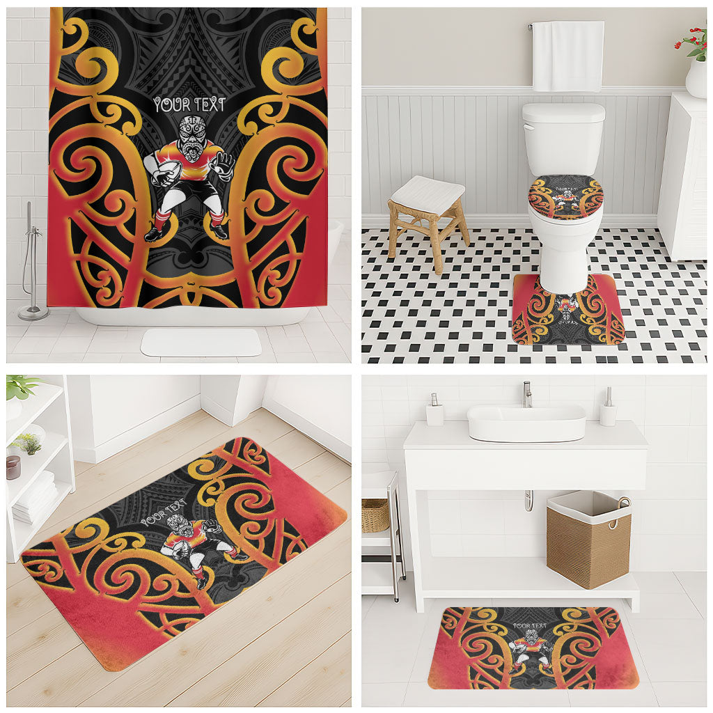 Waikato Custom Rugby New Zealand Bathroom Set Aotearoa Maori Pukana Tiki Mascot
