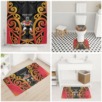 Waikato Custom Rugby New Zealand Bathroom Set Aotearoa Maori Pukana Tiki Mascot