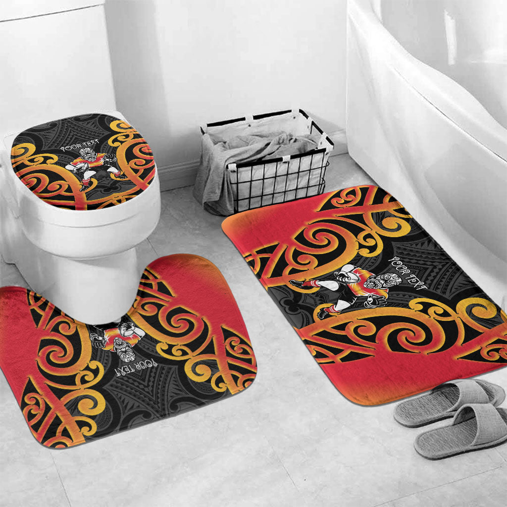 Waikato Custom Rugby New Zealand Bathroom Set Aotearoa Maori Pukana Tiki Mascot