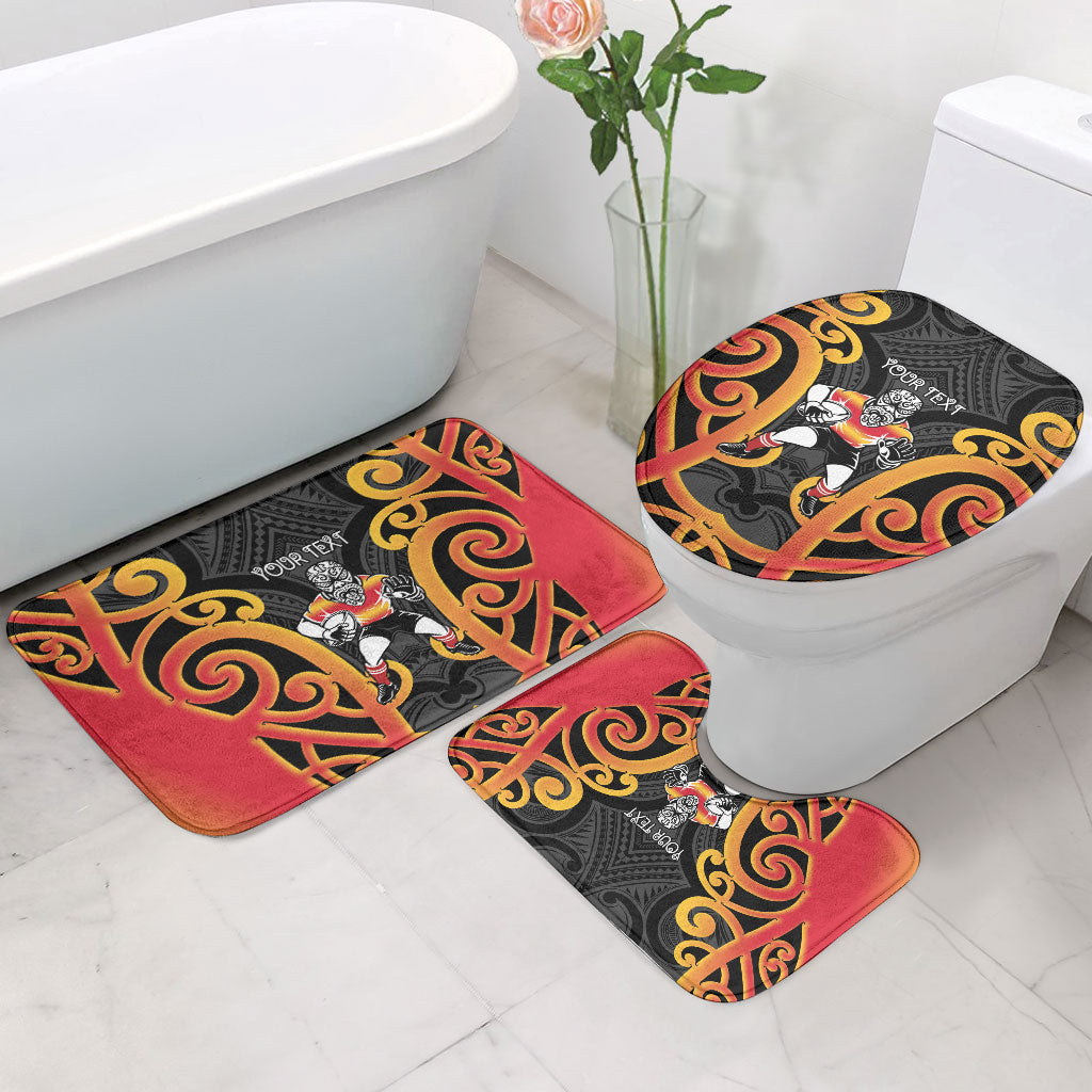 Waikato Custom Rugby New Zealand Bathroom Set Aotearoa Maori Pukana Tiki Mascot