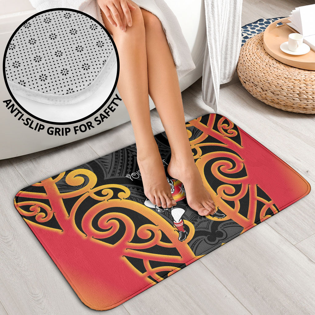 Waikato Custom Rugby New Zealand Bathroom Set Aotearoa Maori Pukana Tiki Mascot