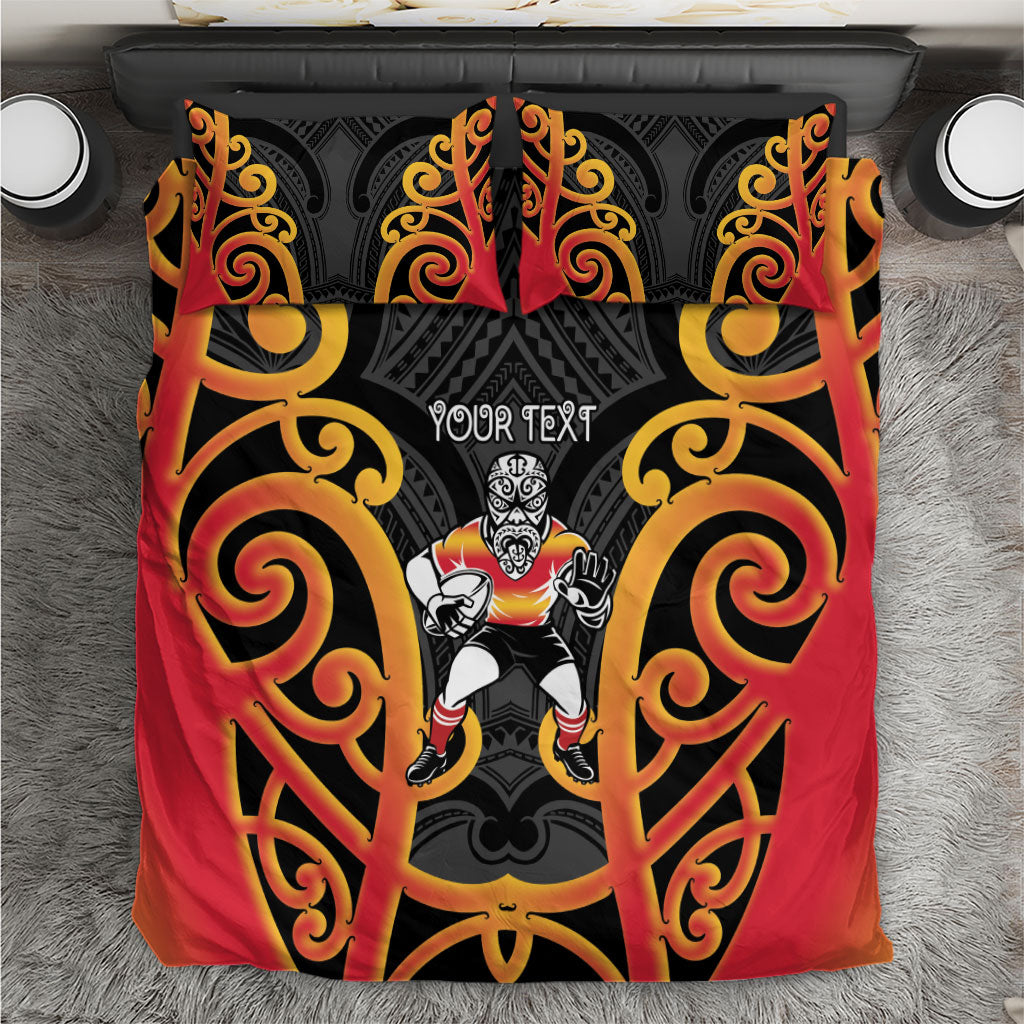 Waikato Custom Rugby New Zealand Bedding Set Aotearoa Maori Pukana Tiki Mascot