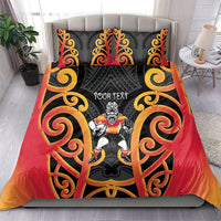 Waikato Custom Rugby New Zealand Bedding Set Aotearoa Maori Pukana Tiki Mascot