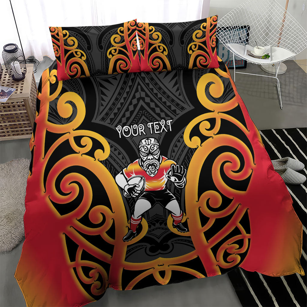 Waikato Custom Rugby New Zealand Bedding Set Aotearoa Maori Pukana Tiki Mascot