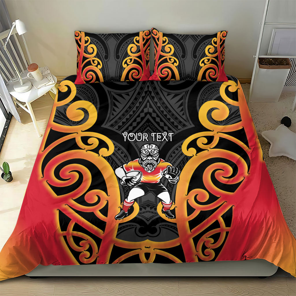 Waikato Custom Rugby New Zealand Bedding Set Aotearoa Maori Pukana Tiki Mascot