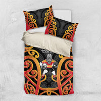 Waikato Custom Rugby New Zealand Bedding Set Aotearoa Maori Pukana Tiki Mascot