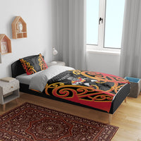 Waikato Custom Rugby New Zealand Bedding Set Aotearoa Maori Pukana Tiki Mascot